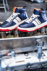 Men's Carroll Shelby Cobra Navy Leather High Top Sneakers